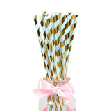 25pcs Foil Gold Rose Gold Silver Paper Straws