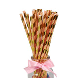 25pcs Foil Gold Rose Gold Silver Paper Straws