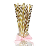 25pcs Foil Gold Rose Gold Silver Paper Straws