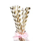 25pcs Foil Gold Rose Gold Silver Paper Straws