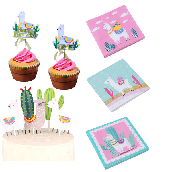 Llama Party Paper Tissue Napkins Toppers
