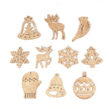 10PCS  Multi Type Natural Christmas Wooden Pendants Ornaments