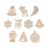 10PCS  Multi Type Natural Christmas Wooden Pendants Ornaments
