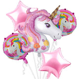 5pcs/Set Pink Unicorn Theme Foil Balloons