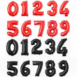 16inch Red Black 0-9 Number Foil Balloons