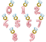 16/32inch Rose Gold Diamond Ring Number Foil Balloon