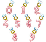 16/32inch Rose Gold Diamond Ring Number Foil Balloon