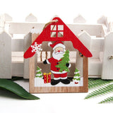 3PCS/Lot Creative Printed House Santa Christmas Wooden Pendants