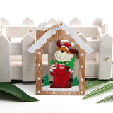 3PCS/Lot Creative Printed House Santa Christmas Wooden Pendants