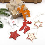 6PCS DIY Creative Christmas Printed Deer/Star Pendant Ornaments