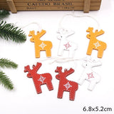 6PCS DIY Creative Christmas Printed Deer/Star Pendant Ornaments