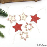 6PCS DIY Creative Christmas Printed Deer/Star Pendant Ornaments