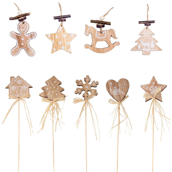1PC 2Types Printed Wooden Christmas Crafts