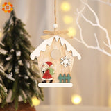 1PC House Shape Santa Claus/Snowman Christmas Wooden Pendants Ornaments
