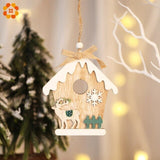 1PC House Shape Santa Claus/Snowman Christmas Wooden Pendants Ornaments