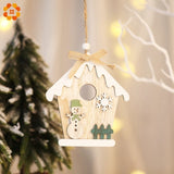 1PC House Shape Santa Claus/Snowman Christmas Wooden Pendants Ornaments