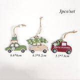 3PCS/Set Car/Deer/Tree Wooden Pendants Ornaments