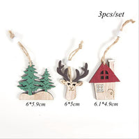 3PCS/Set Car/Deer/Tree Wooden Pendants Ornaments