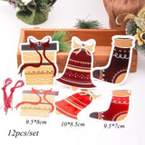 12PCS/Set Merry Christmas DIY Kraft Paper Card