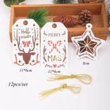 12PCS/Set Merry Christmas DIY Kraft Paper Card