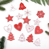 12PCS/Lot  Christmas Tree/Heart/Star Wooden Pendants Ornaments