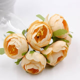 6Pcs Artificial Fake Rose Scrapbooking Flowers Bouquet