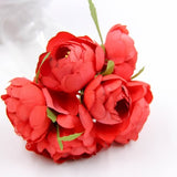 6Pcs Artificial Fake Rose Scrapbooking Flowers Bouquet