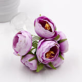 6Pcs Artificial Fake Rose Scrapbooking Flowers Bouquet