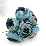 6Pcs Artificial Fake Rose Scrapbooking Flowers Bouquet