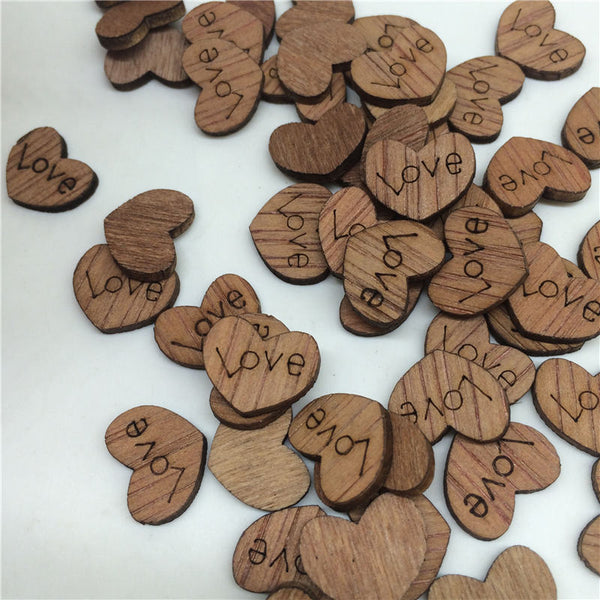 100Pcs/pack Decoration Wooden Love Heart