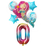 6pcs Mermaid 32inch Number Balloons