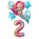 6pcs Mermaid 32inch Number Balloons