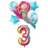 6pcs Mermaid 32inch Number Balloons
