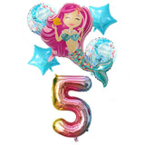 6pcs Mermaid 32inch Number Balloons