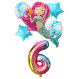 6pcs Mermaid 32inch Number Balloons
