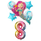 6pcs Mermaid 32inch Number Balloons