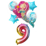 6pcs Mermaid 32inch Number Balloons