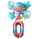 6pcs Mermaid 32inch Number Balloons