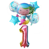 6pcs Mermaid 32inch Number Balloons