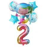 6pcs Mermaid 32inch Number Balloons