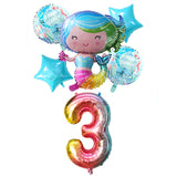 6pcs Mermaid 32inch Number Balloons
