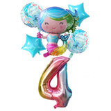 6pcs Mermaid 32inch Number Balloons