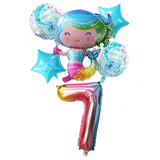 6pcs Mermaid 32inch Number Balloons