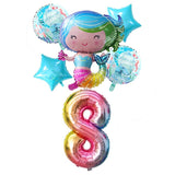 6pcs Mermaid 32inch Number Balloons