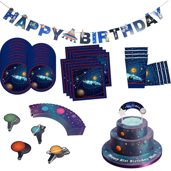 Solar System Galaxy Party Decor Disposable Tableware Kits