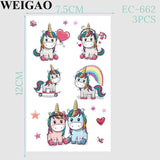 Cartoon Unicorn Tattoos Waterproof