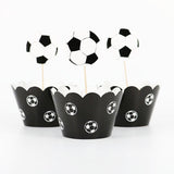 World Cup Football Paper Cupcake Set (12 wraps+12 topper)