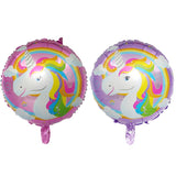 10pcs 18 Inch Pink Purple Unicorn Round Foil Balloons