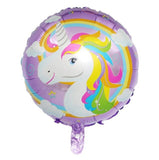 10pcs 18 Inch Pink Purple Unicorn Round Foil Balloons
