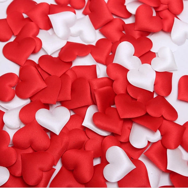 100pcs 3.2cm DIY Heart Petals Satin Heart Shaped Fabric